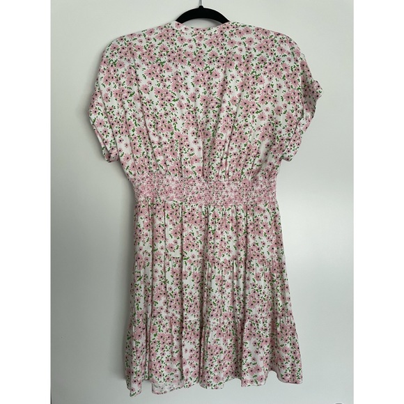 ALICE + OLIVIA - KEELA FLORAL SMOCKED WAIST MINI DRESS. Size 8 - Picture 4 of 6